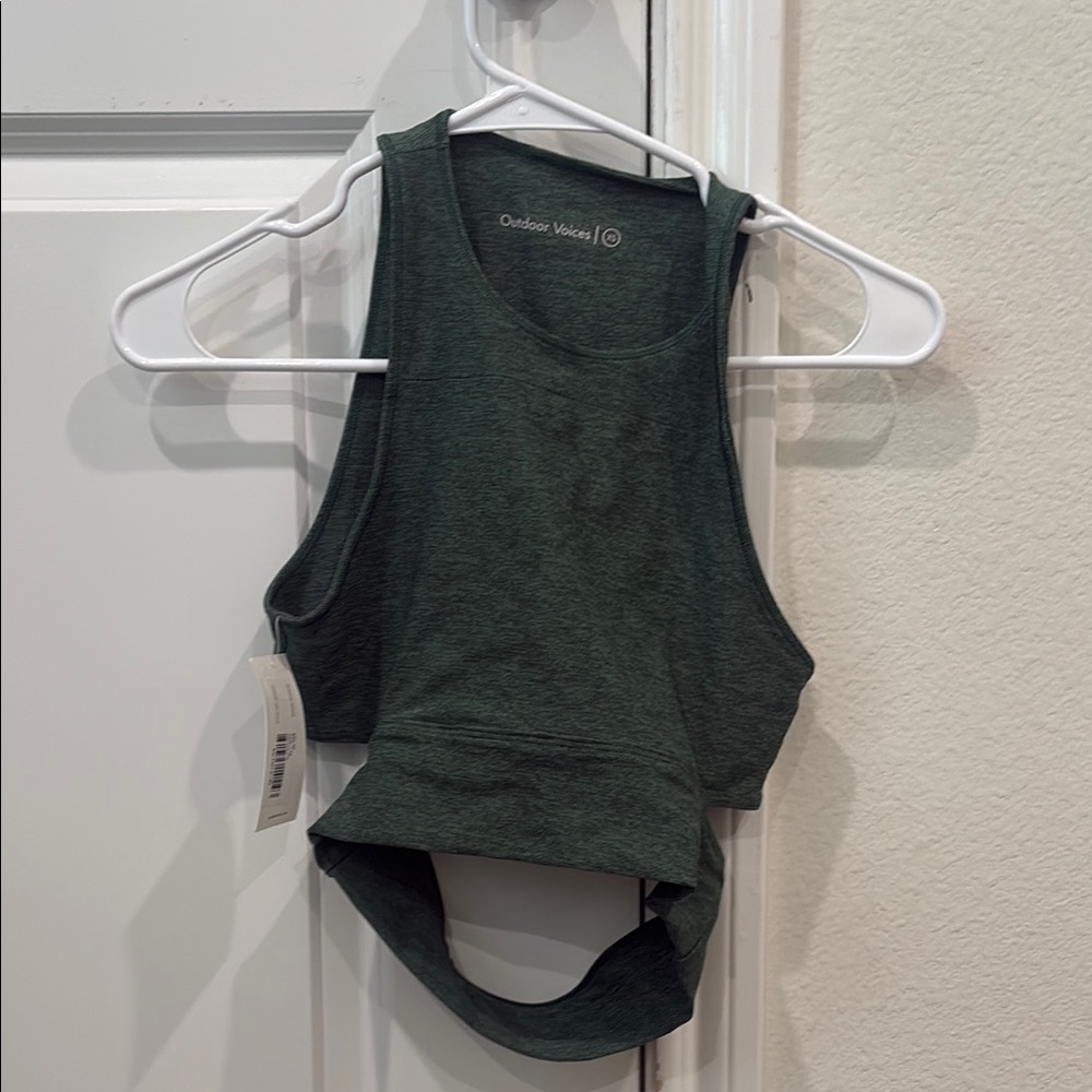 Outdoor Voices Green Crop Cut Out Tank Top
